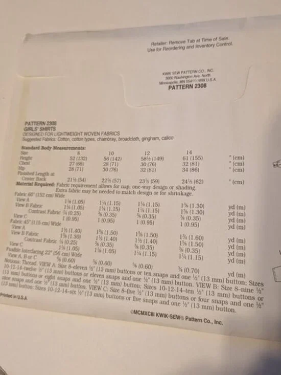 Kwik Sew 2308 Sewing Pattern Girls Shirt UNCUT NEW 8-14 - Picture 5 of 8